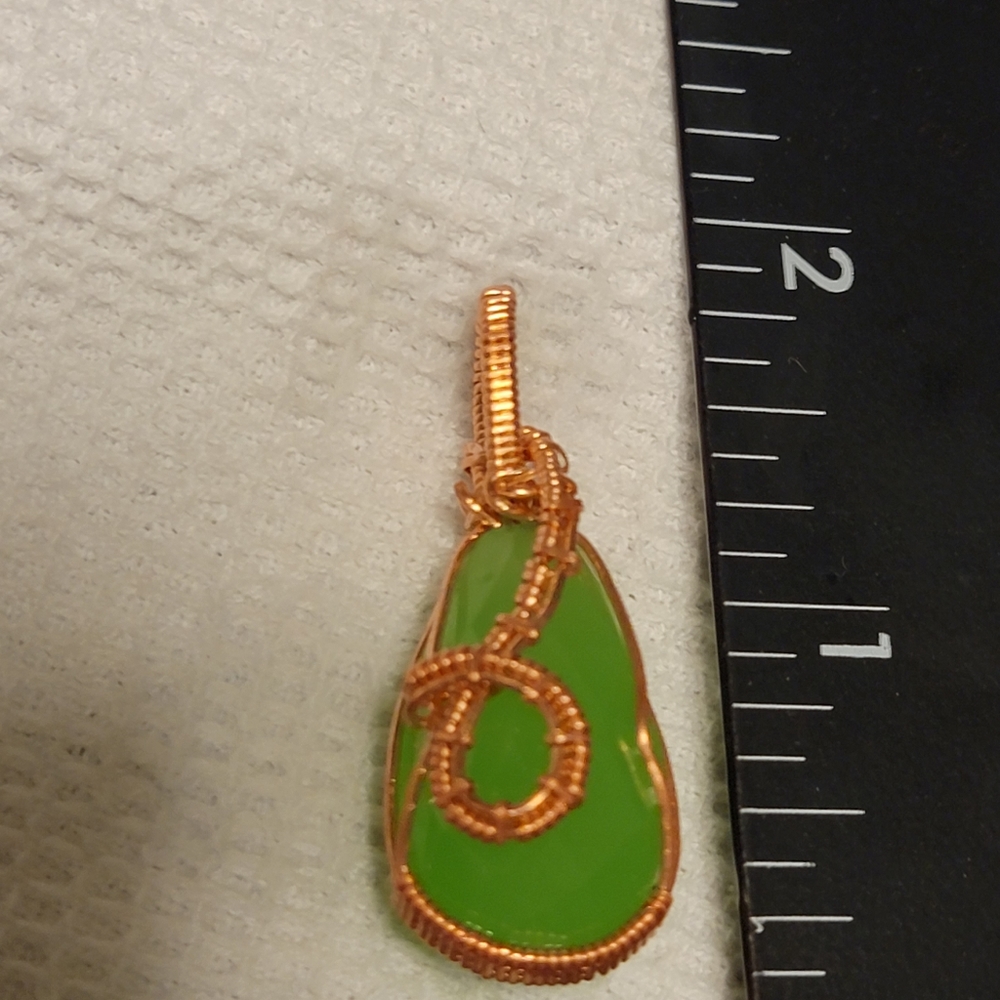 Handmade wire wrapped aventurine teardrop gem stone